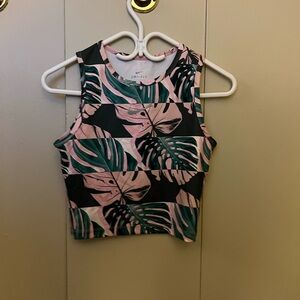 Nike Women's Leaf Print Crop Top  and leggings matching set- Pink and Green